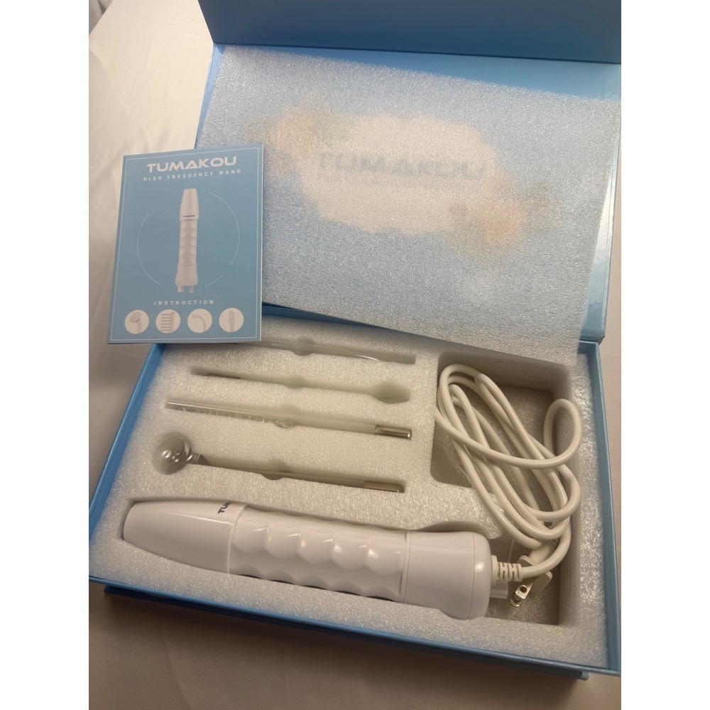 TUMAKOU 4 in 1 Portable High Frequency Facial Machine Wand Skin Care Set White